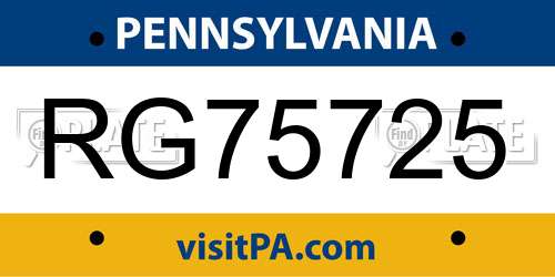 RG75725 Pennsylvania License Plate