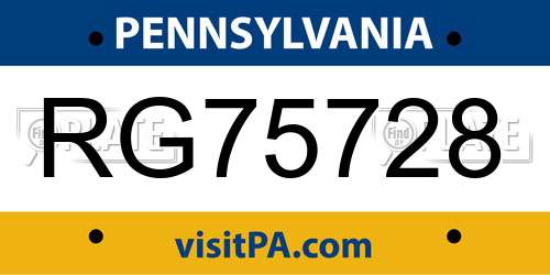 RG75728 Pennsylvania License Plate