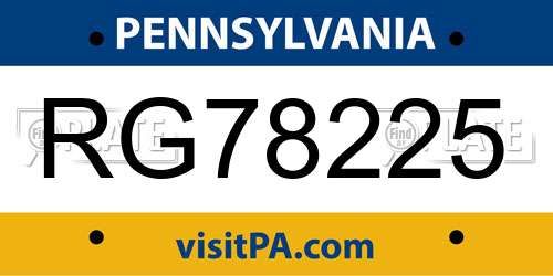 RG78225 Pennsylvania License Plate