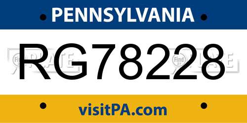RG78228 Pennsylvania License Plate