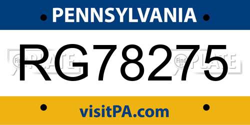 RG78275 Pennsylvania License Plate