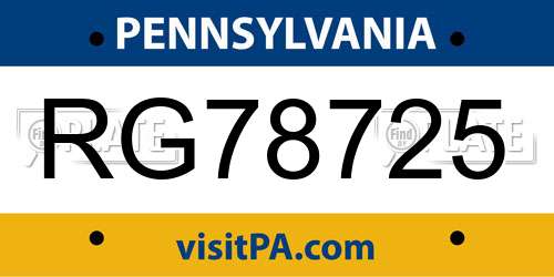 RG78725 Pennsylvania License Plate
