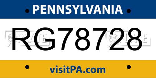 RG78728 Pennsylvania License Plate