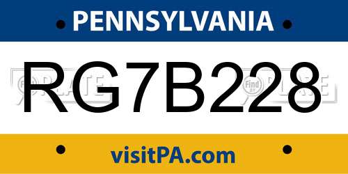 RG7B228 Pennsylvania License Plate