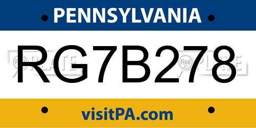 RG7B278 Pennsylvania License Plate