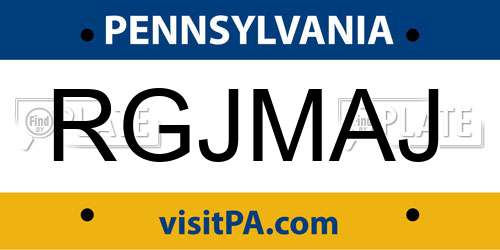 RGJMAJ Pennsylvania License Plate