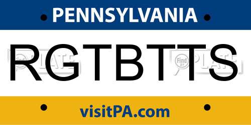 RGTBTTS Pennsylvania License Plate