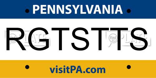 RGTSTTS Pennsylvania License Plate