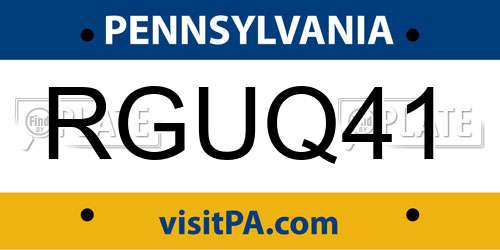 RGUQ41 Pennsylvania License Plate