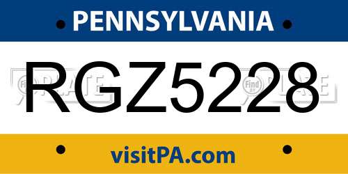RGZ5228 Pennsylvania License Plate