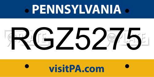 RGZ5275 Pennsylvania License Plate