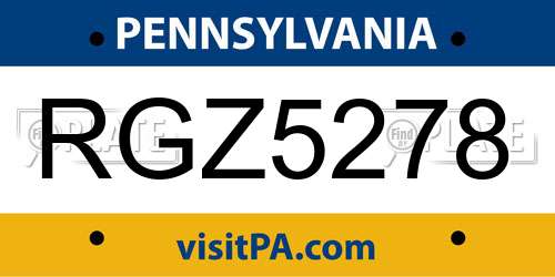 RGZ5278 Pennsylvania License Plate