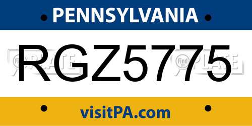 RGZ5775 Pennsylvania License Plate