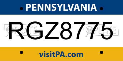 RGZ8775 Pennsylvania License Plate