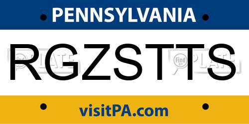 RGZSTTS Pennsylvania License Plate