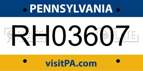 RH03607 Pennsylvania License Plate
