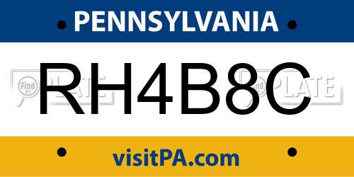 RH4B8C Pennsylvania License Plate