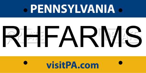 RHFARMS Pennsylvania License Plate