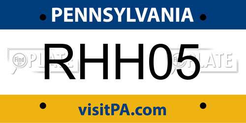 RHH05 Pennsylvania License Plate