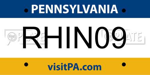 RHIN09 Pennsylvania License Plate