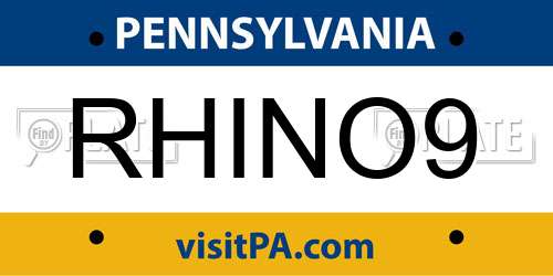 RHINO9 Pennsylvania License Plate