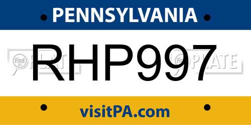 RHP997 Pennsylvania License Plate