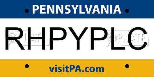 RHPYPLC Pennsylvania License Plate