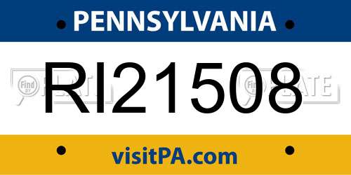 RI21508 Pennsylvania License Plate