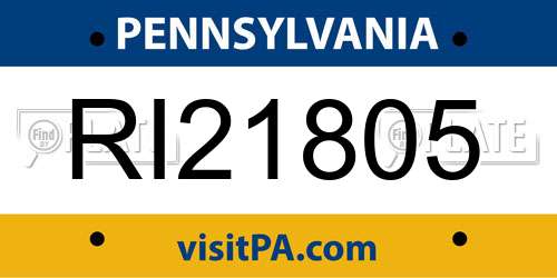 RI21805 Pennsylvania License Plate