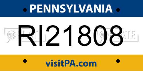 RI21808 Pennsylvania License Plate