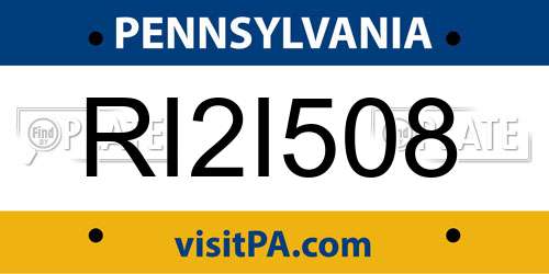 RI2I508 Pennsylvania License Plate