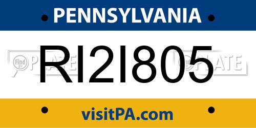 RI2I805 Pennsylvania License Plate