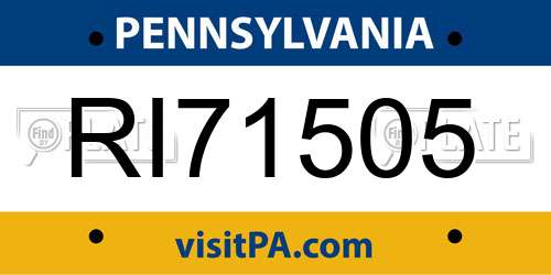 RI71505 Pennsylvania License Plate