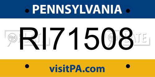 RI71508 Pennsylvania License Plate