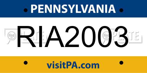 RIA2003 Pennsylvania License Plate
