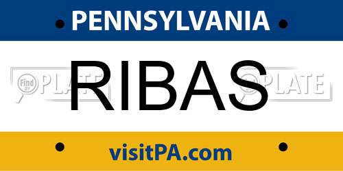 RIBAS Pennsylvania License Plate