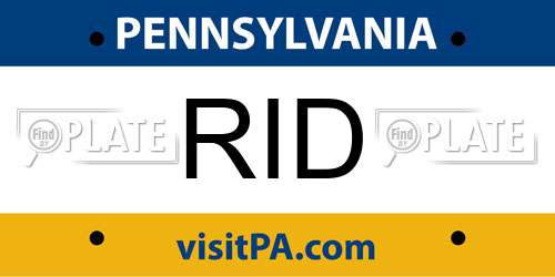 RID Pennsylvania License Plate