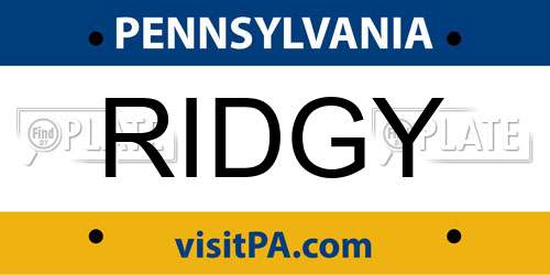 RIDGY Pennsylvania License Plate