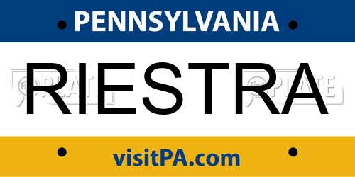 RIESTRA Pennsylvania License Plate