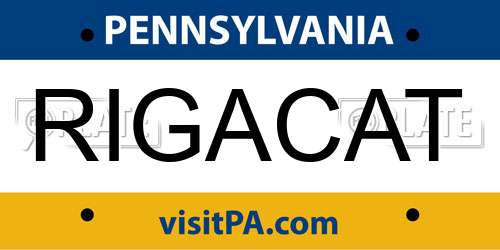 RIGACAT Pennsylvania License Plate