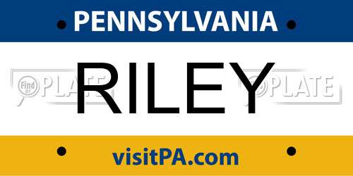 RILEY Pennsylvania License Plate