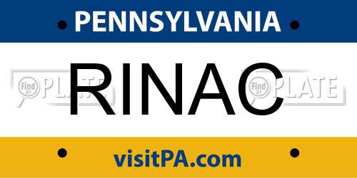 RINAC Pennsylvania License Plate
