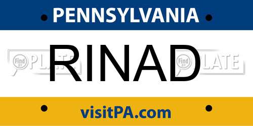 RINAD Pennsylvania License Plate