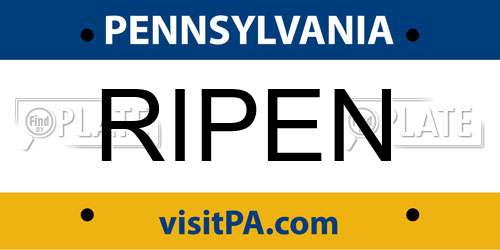 RIPEN Pennsylvania License Plate