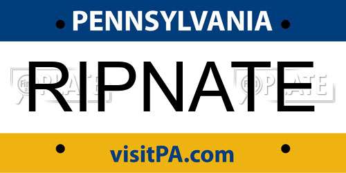 RIPNATE Pennsylvania License Plate