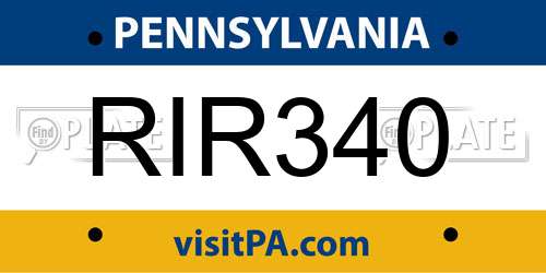 RIR340 Pennsylvania License Plate