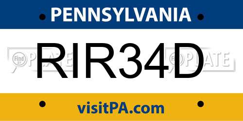RIR34D Pennsylvania License Plate