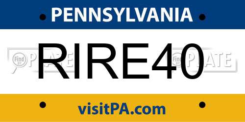 RIRE40 Pennsylvania License Plate