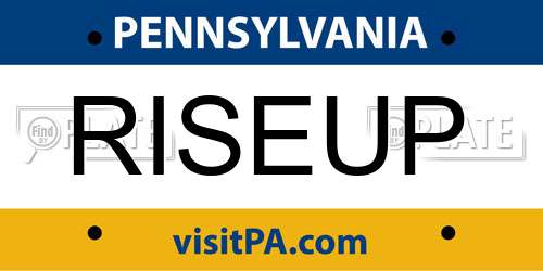 RISEUP Pennsylvania License Plate