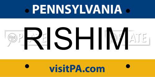 RISHIM Pennsylvania License Plate